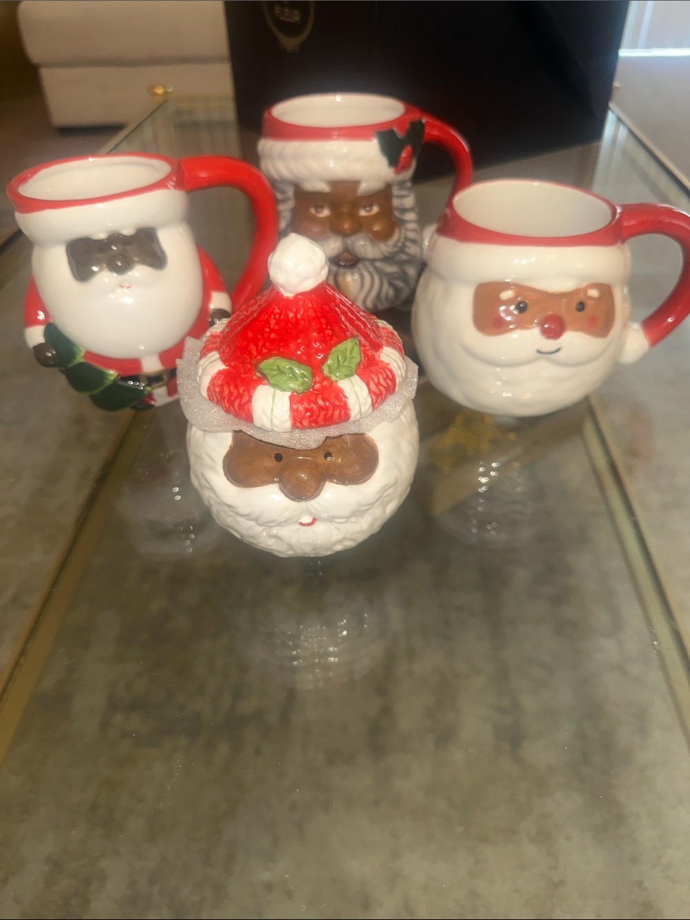 Set of Festive Santa Mugs/sugar bowl NEW